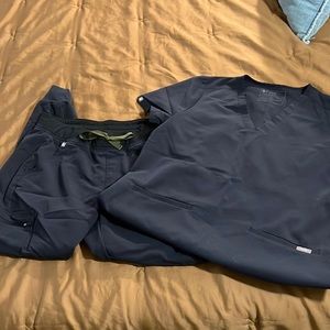 Limited edition Quiet Navy Figs Scrubs- M top and M bottom
